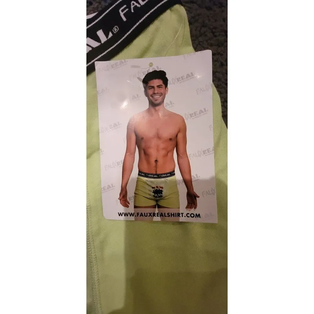 Faux Real Mens Lime Mistletoe Rings My Bells Boxer Brief Underwear Large 1 Pack